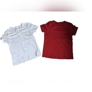 2 Silk Blend T-Shirts 1 Burnt Orange 1 White Size Small